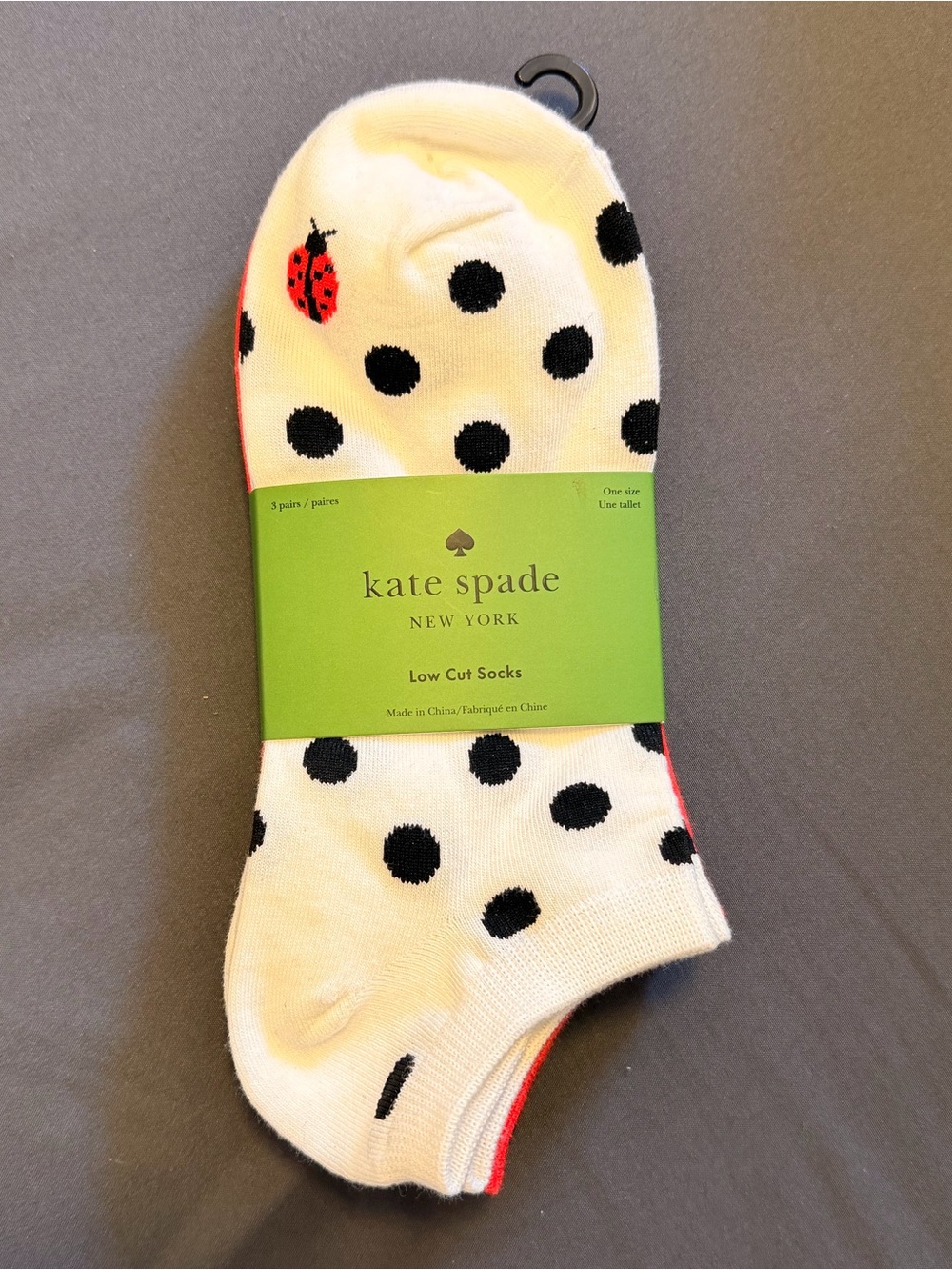 Kate Spade 3-Pack Ladybug Socks - low cut